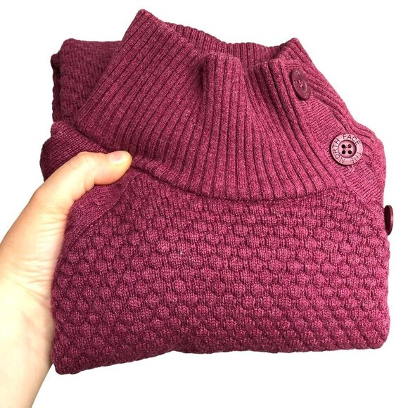 THE NORTH FACE Sweater 4 Button Turtleneck Cotton Wool Blend Plum Women's XS - Picture 13 of 16